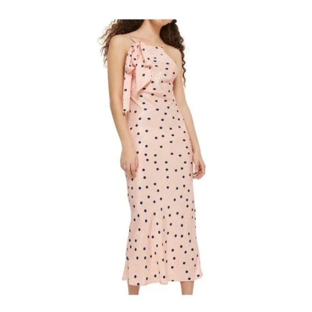 Womens Topshop Silky Polka Dot Midi Dress Size 6